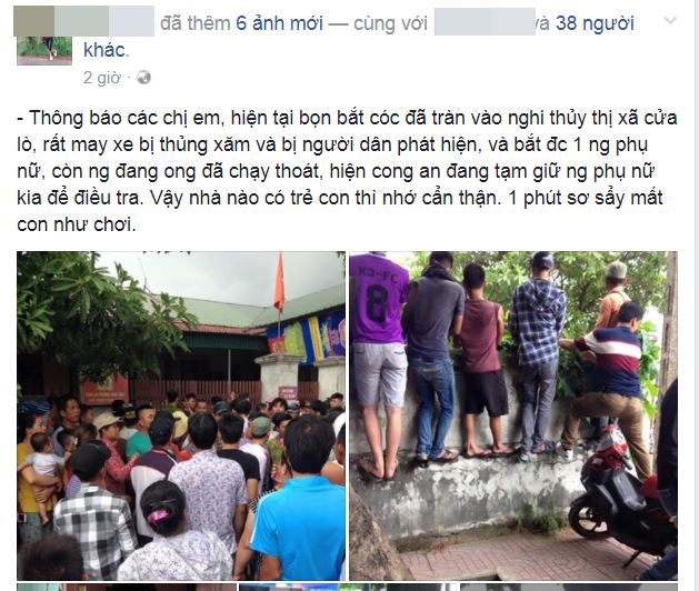 Thông tin lan truyền trên mạng xã hội về vụ việc được cho là bắt cóc trẻ em tại phường Nghi Thủy, thị xã Cửa Lò (Nghệ An)