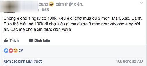 than tho chong dua 100 nghin/ngay doi com 3 mon 4 nguoi, co vo khong ngo duoc chi cho tram cach nau - 2