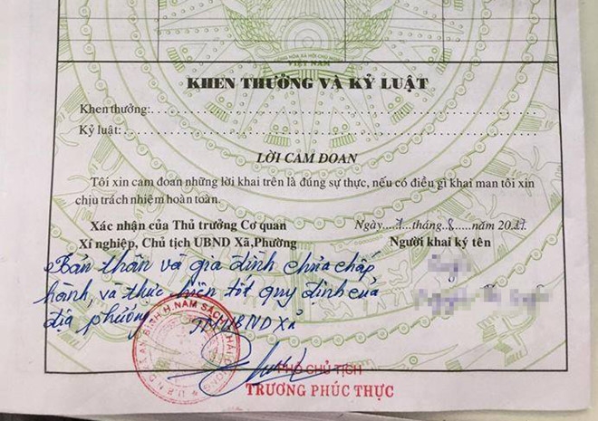 Pho chu tich xa phe binh ca nha co gai khi xac nhan so yeu ly lich hinh anh 1
